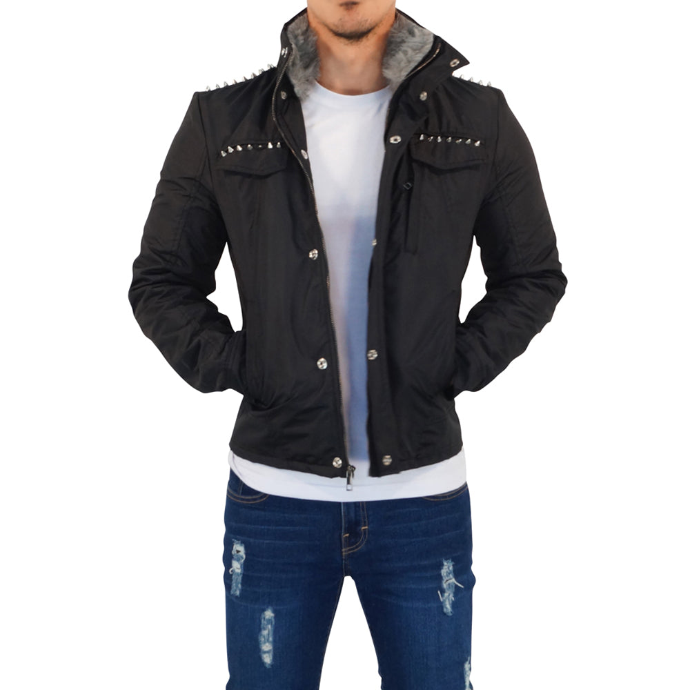 Chamarra Pilot Jacket Black Spikes