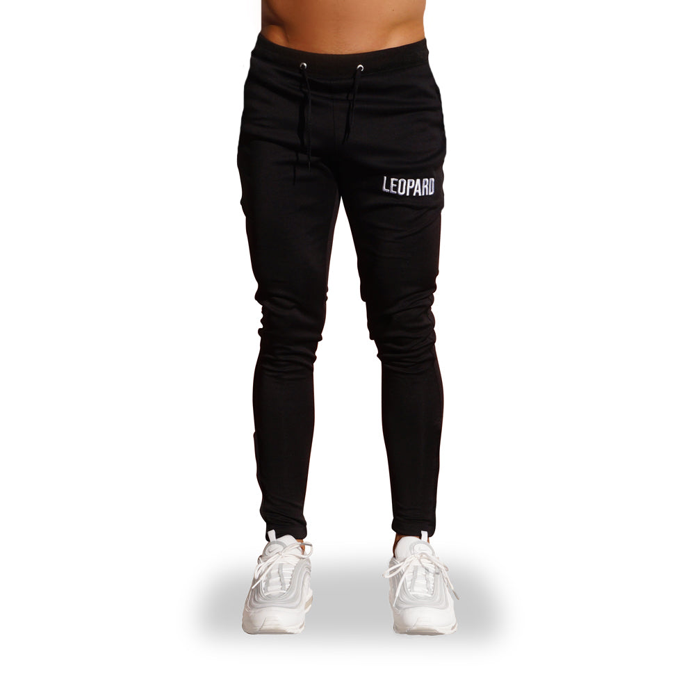 Delta Track Pants Black Big Logo White