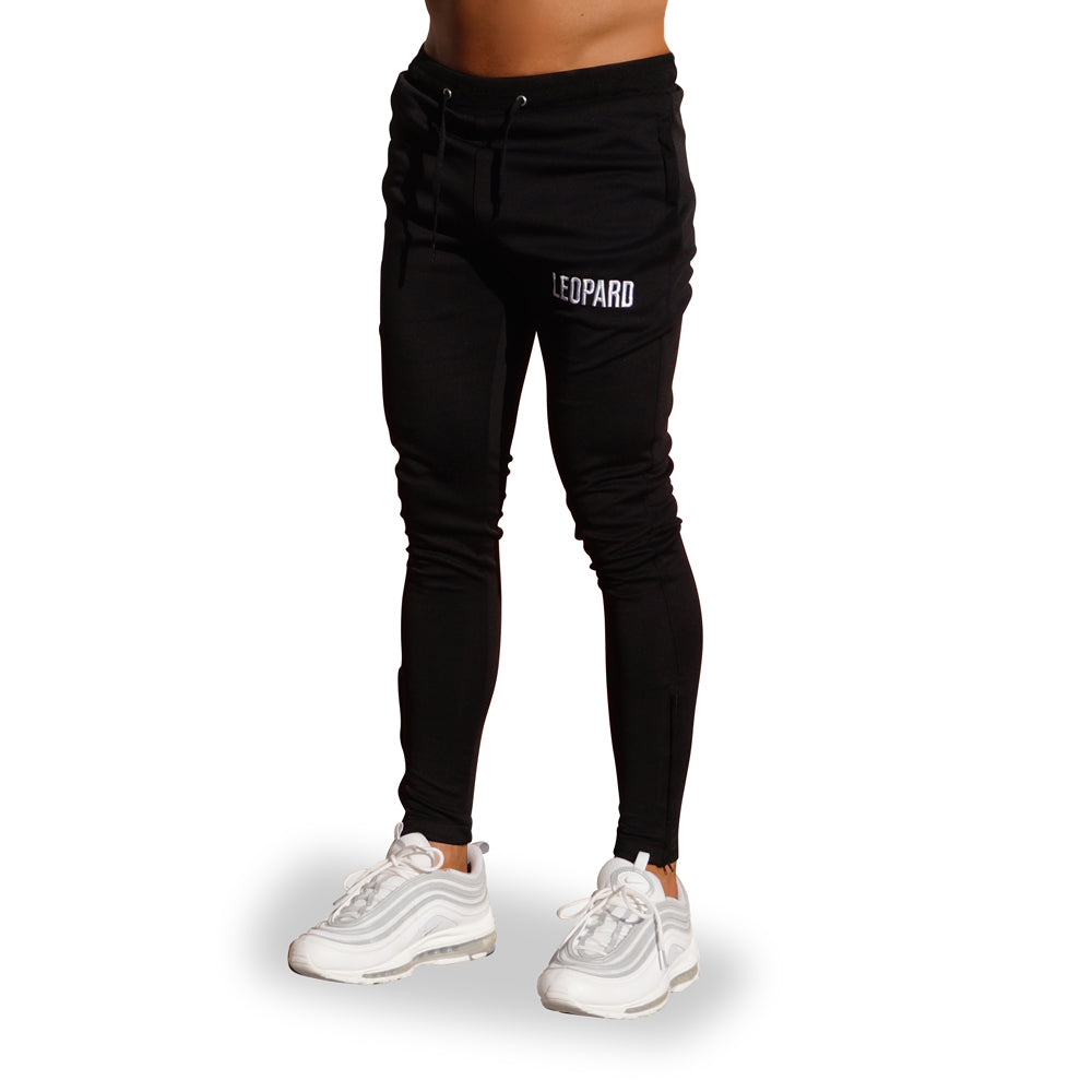 Delta Track Pants Black Big Logo White