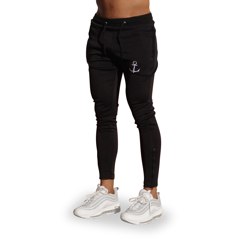 Delta Track Pants Black White Anchor