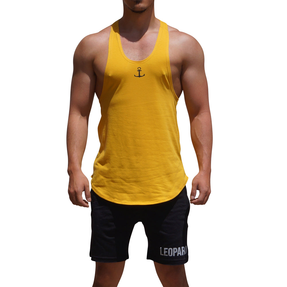 Gym Stringer Tank Yellow Black Anchor