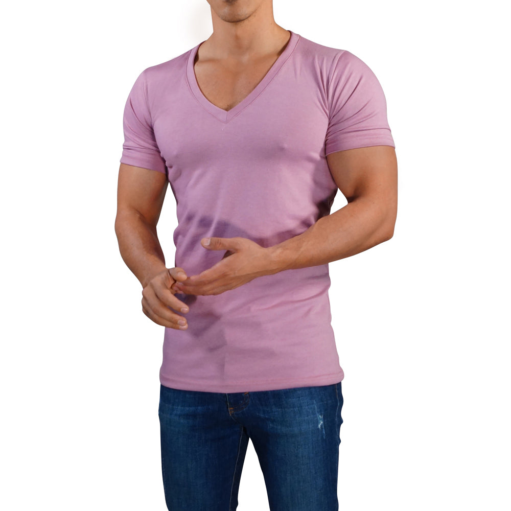 Pink Deep V Neck T-shirt