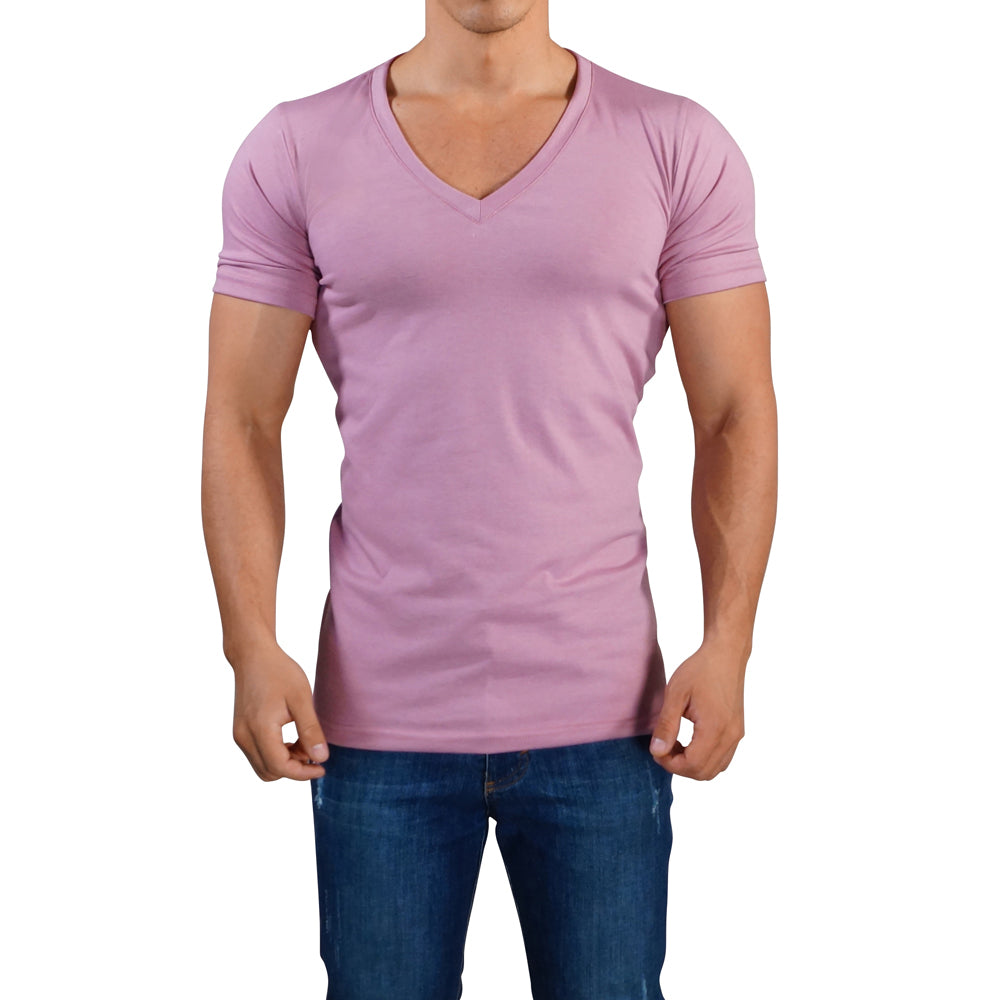 Pink Deep V Neck T-shirt