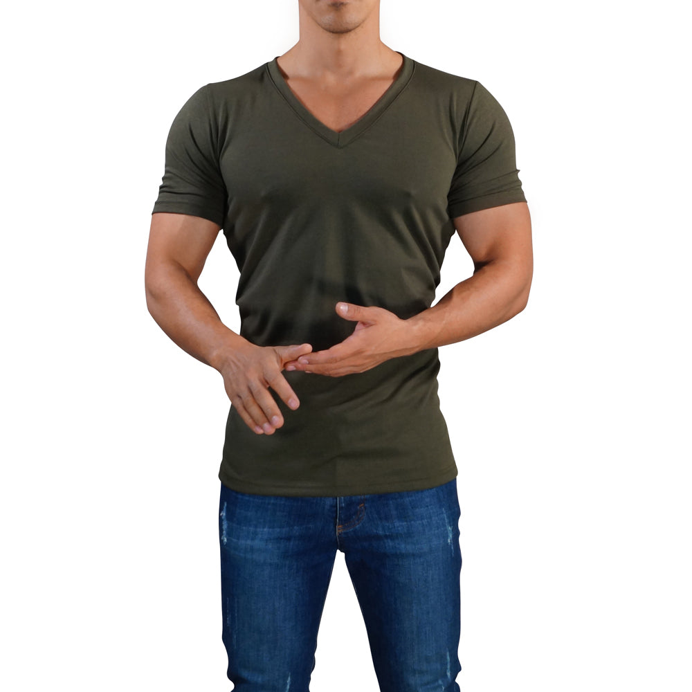 Playera Cuello V Profundo Olivo
