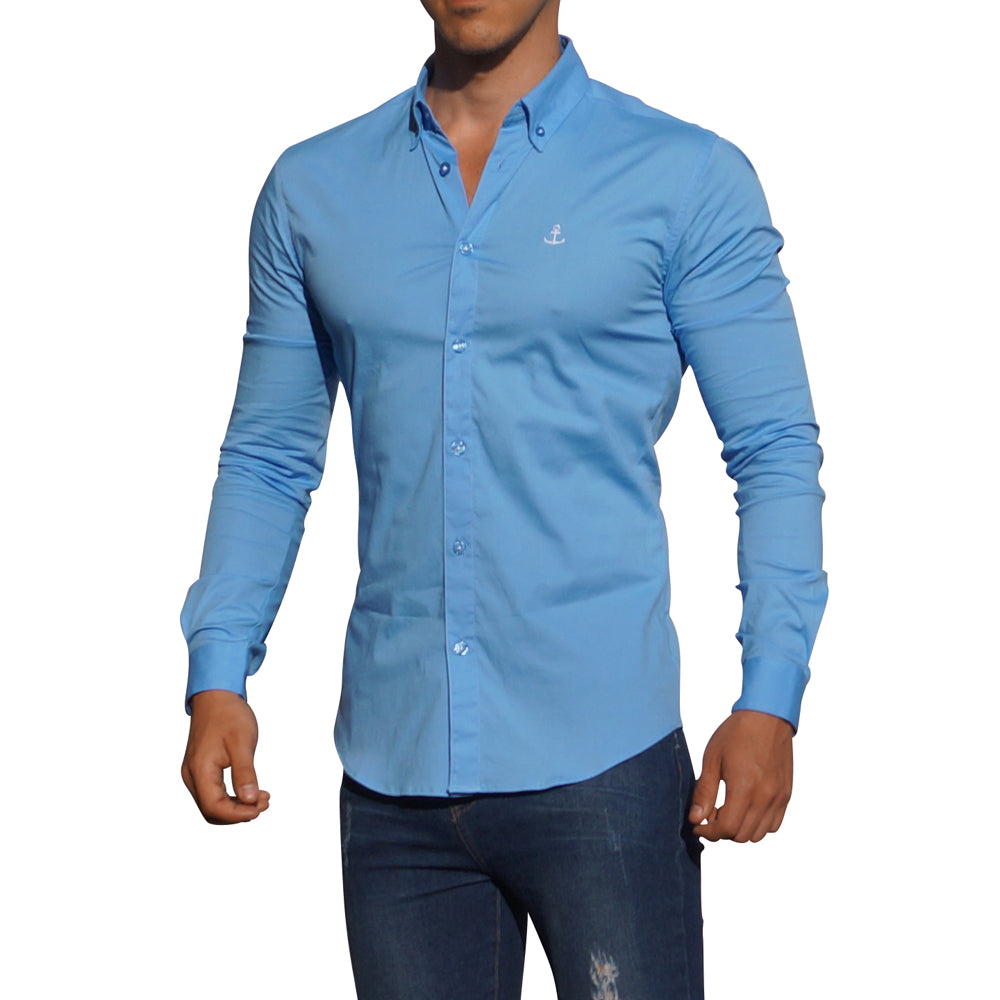 Camisa Azul Cielo Manga Larga Azul Cielo