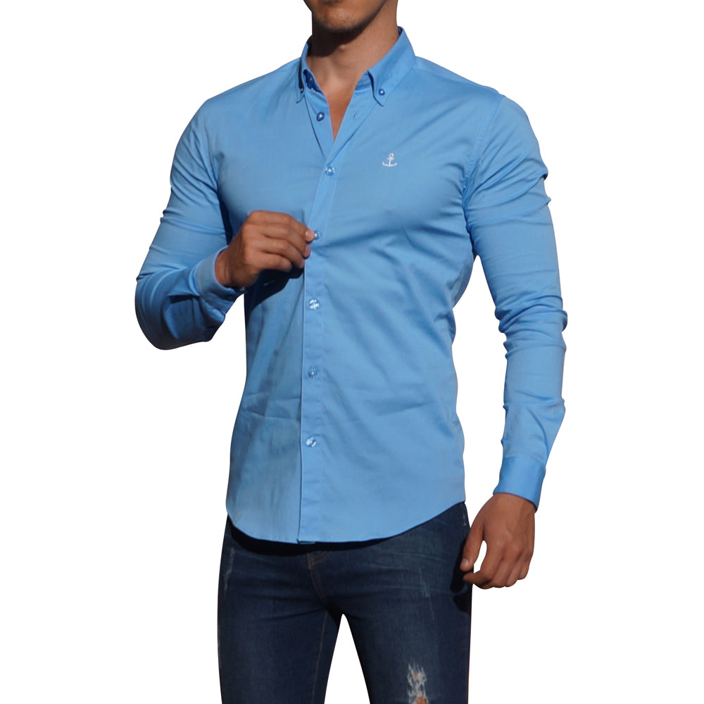 Camisa Azul Cielo Manga Larga Azul Cielo