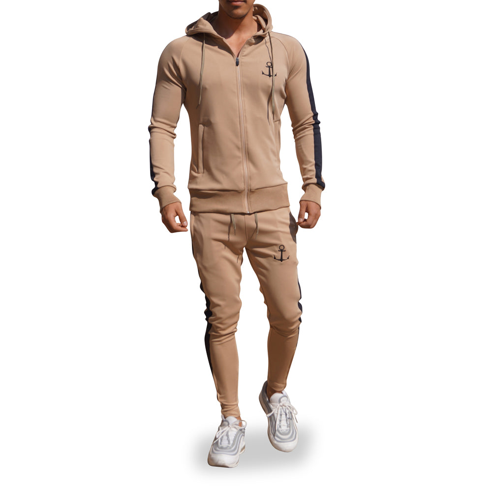 Delta Tracksuit Khaki Manga Khaki Franja Negra