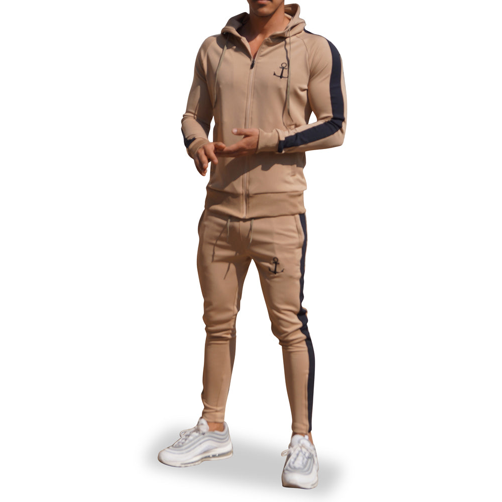 Delta Tracksuit Khaki Manga Khaki Franja Negra