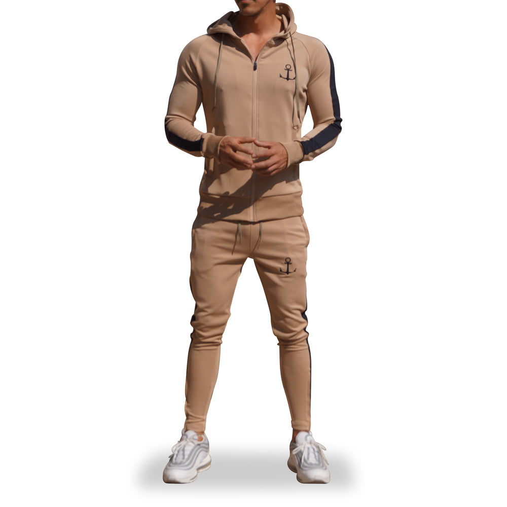 Delta Tracksuit Khaki Manga Khaki Franja Negra