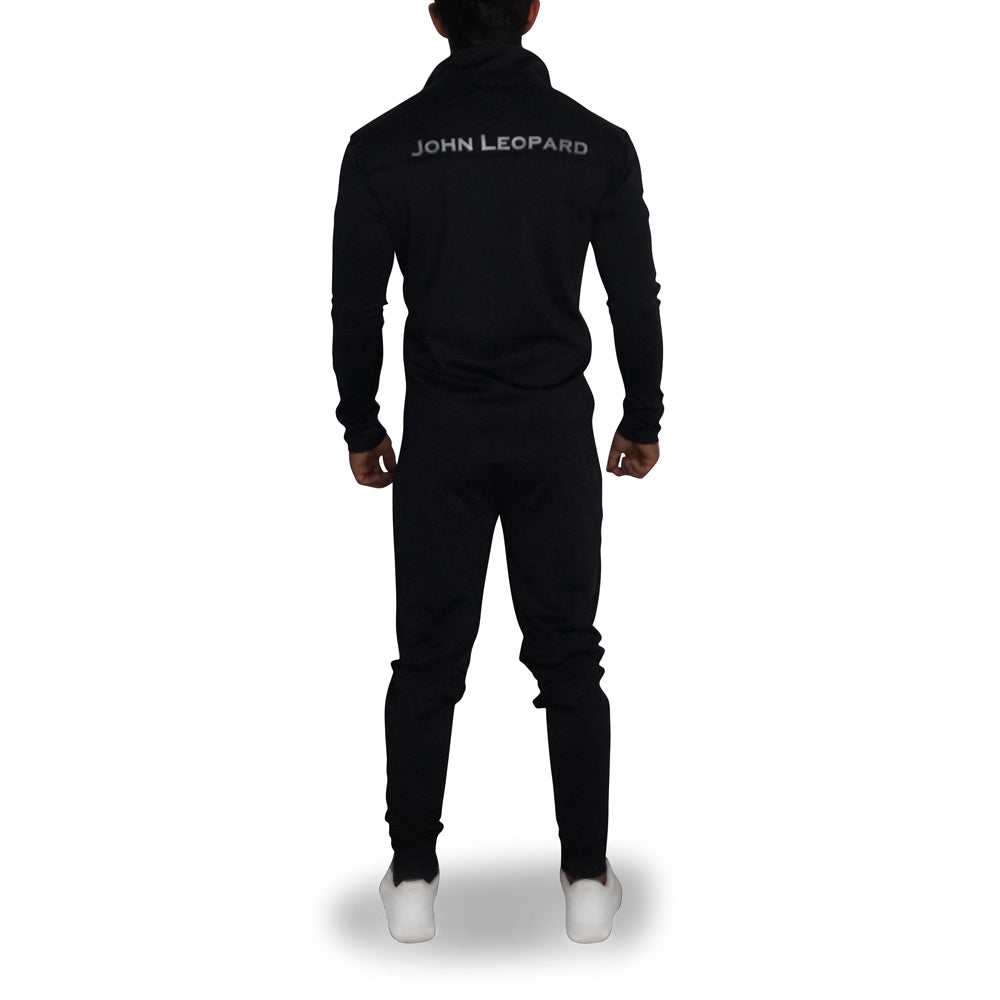 Elite Track Suit Pants Black Black Stripe Silver Logo