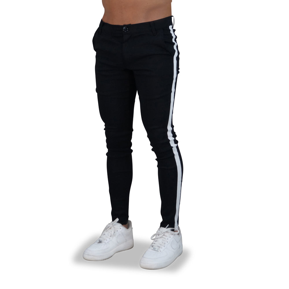Trouser Side Stripe Black Super Skinny Slim