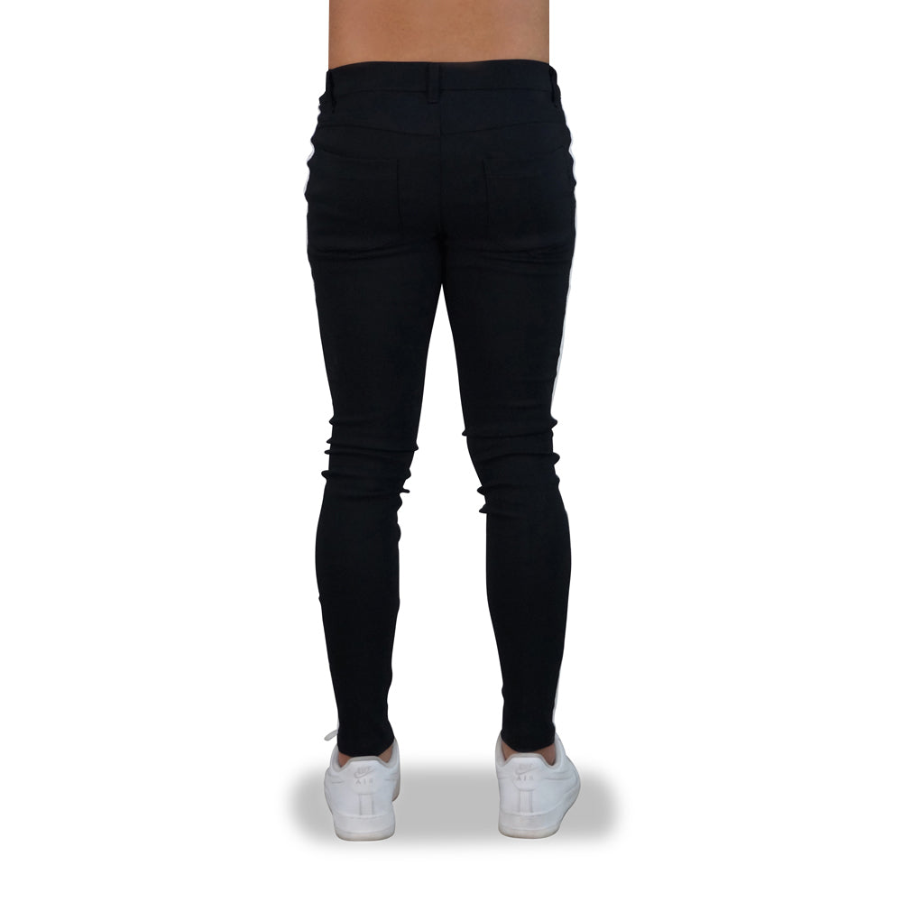 Trouser Side Stripe Black Super Skinny Slim