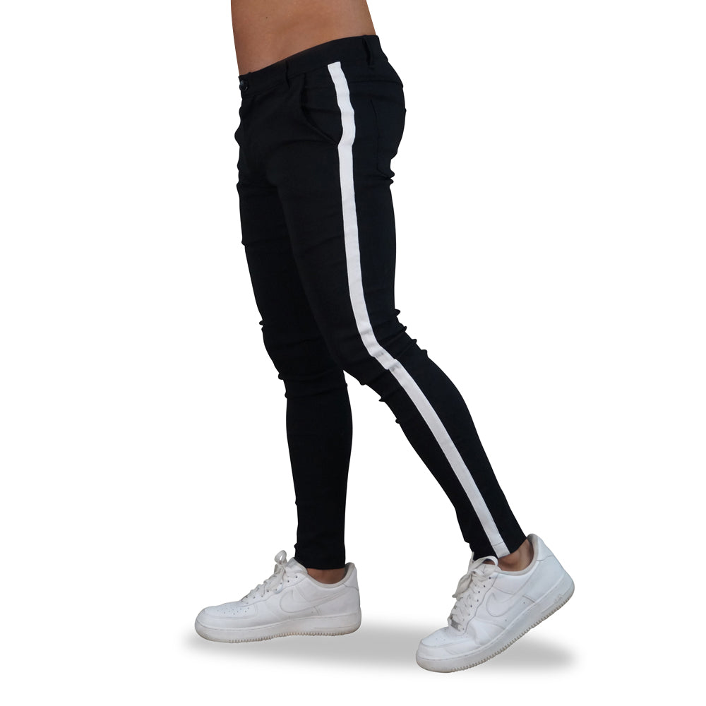 Trouser Side Stripe Black Super Skinny Slim