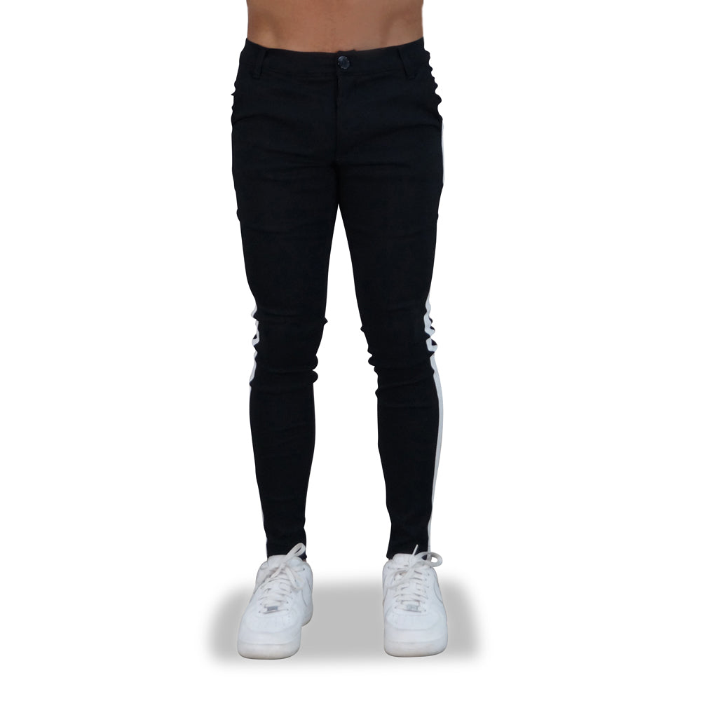Trouser Side Stripe Black Super Skinny Slim