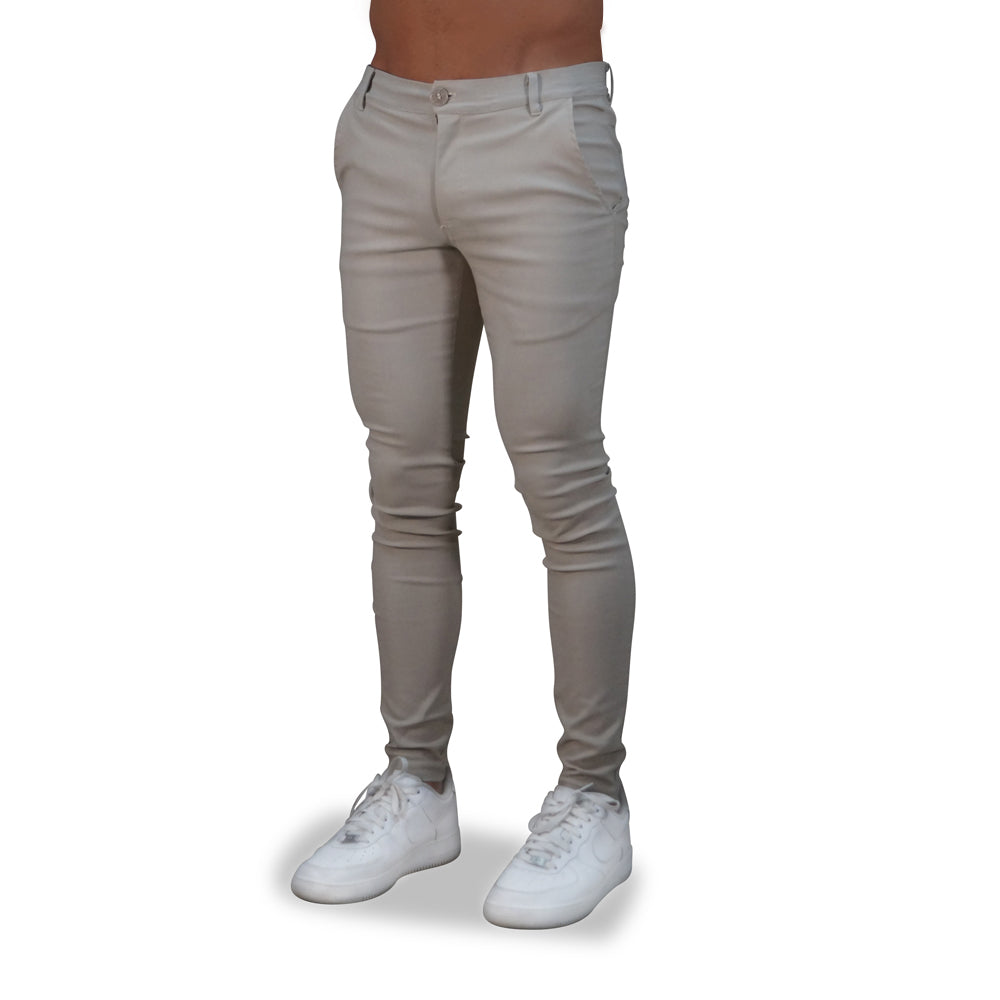 Beige Stretch Gabardine Trouser Super Skinny Slim