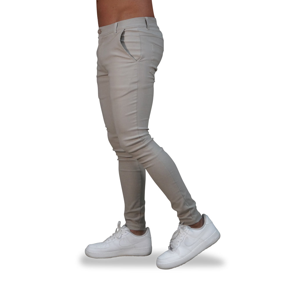 Trouser Gabardina Stretch Beige Super Skinny Slim