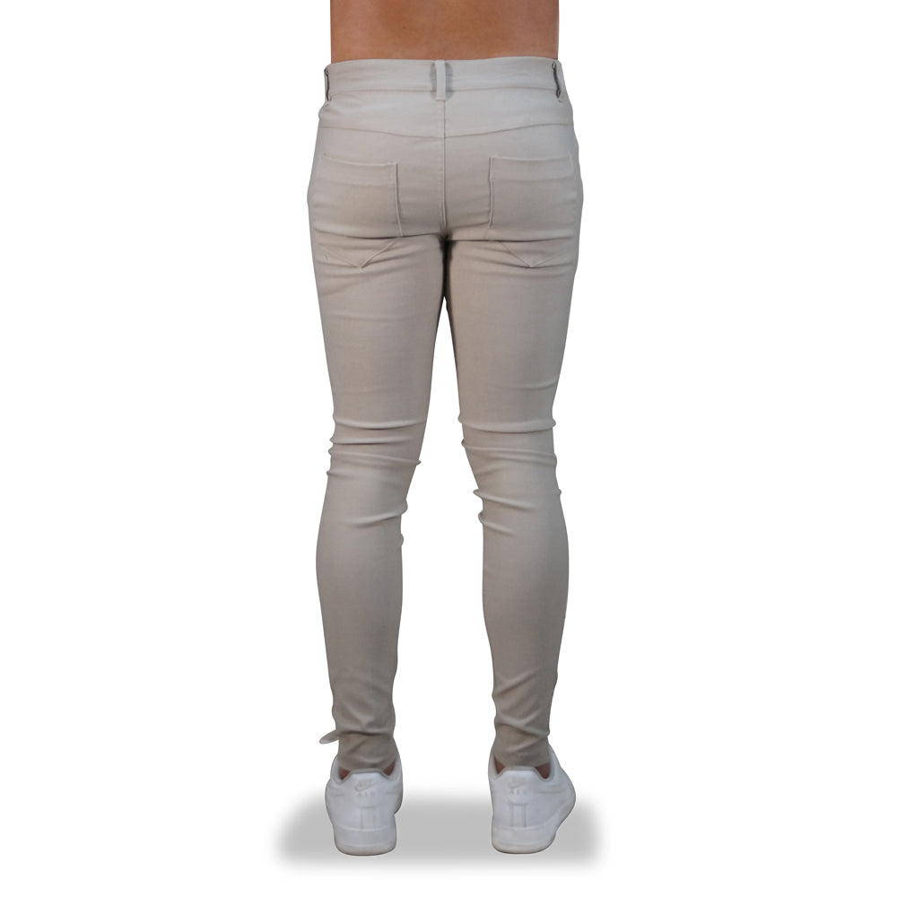 Trouser Gabardina Stretch Beige Super Skinny Slim