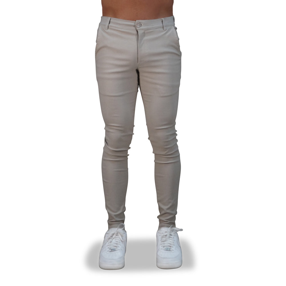 Beige Stretch Gabardine Trouser Super Skinny Slim