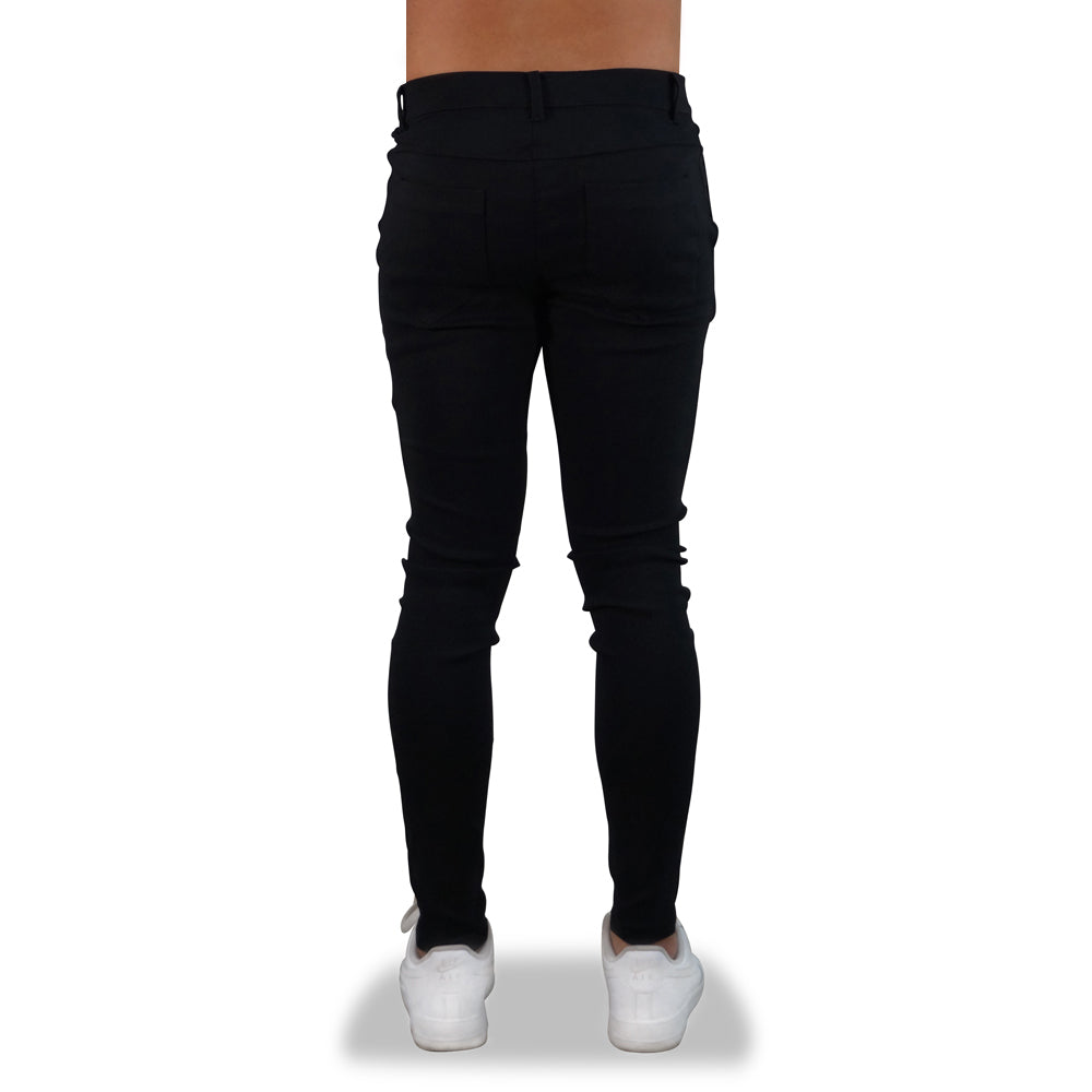 Trouser Gabardina Stretch Negro Super Skinny Slim