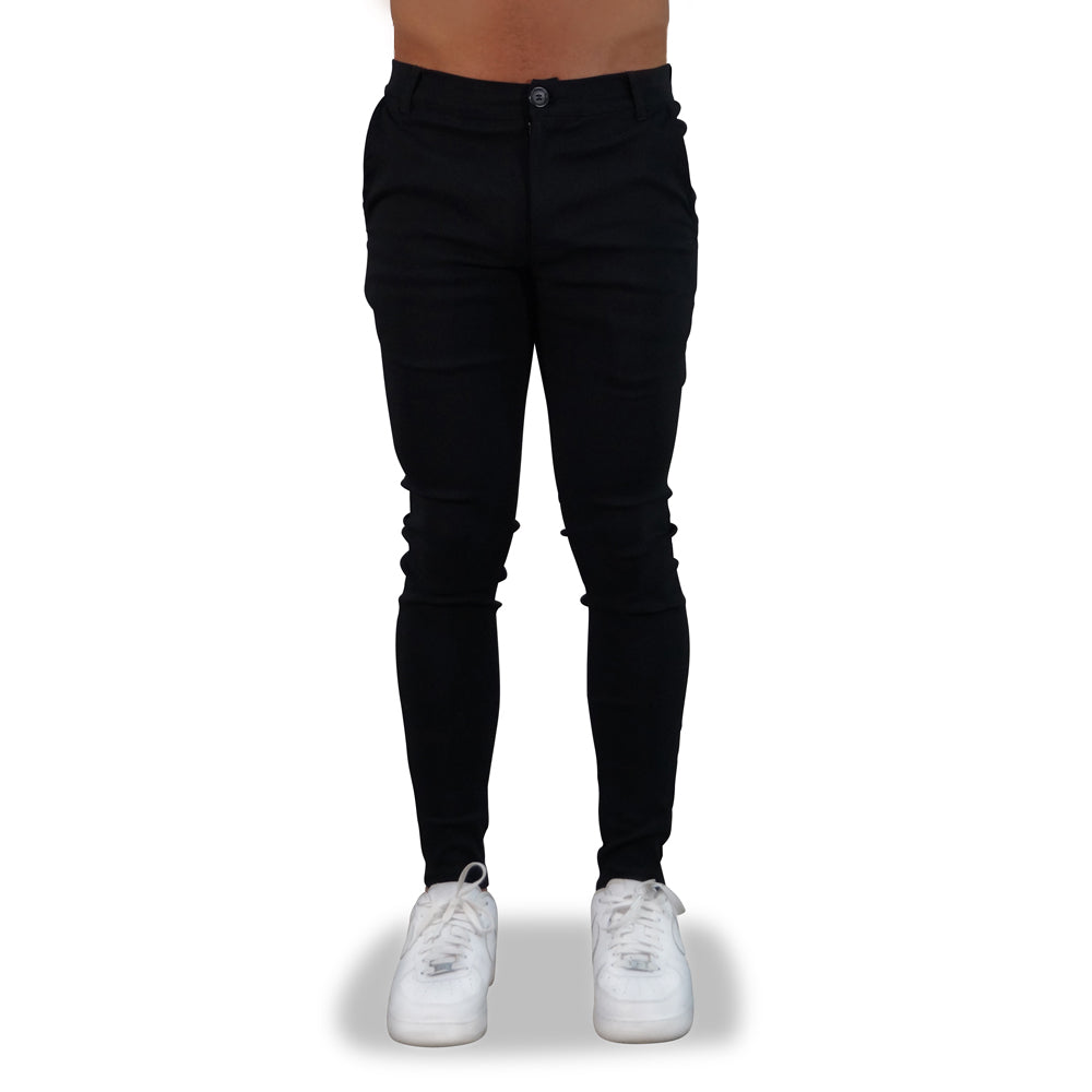 Trouser Gabardina Stretch Negro Super Skinny Slim