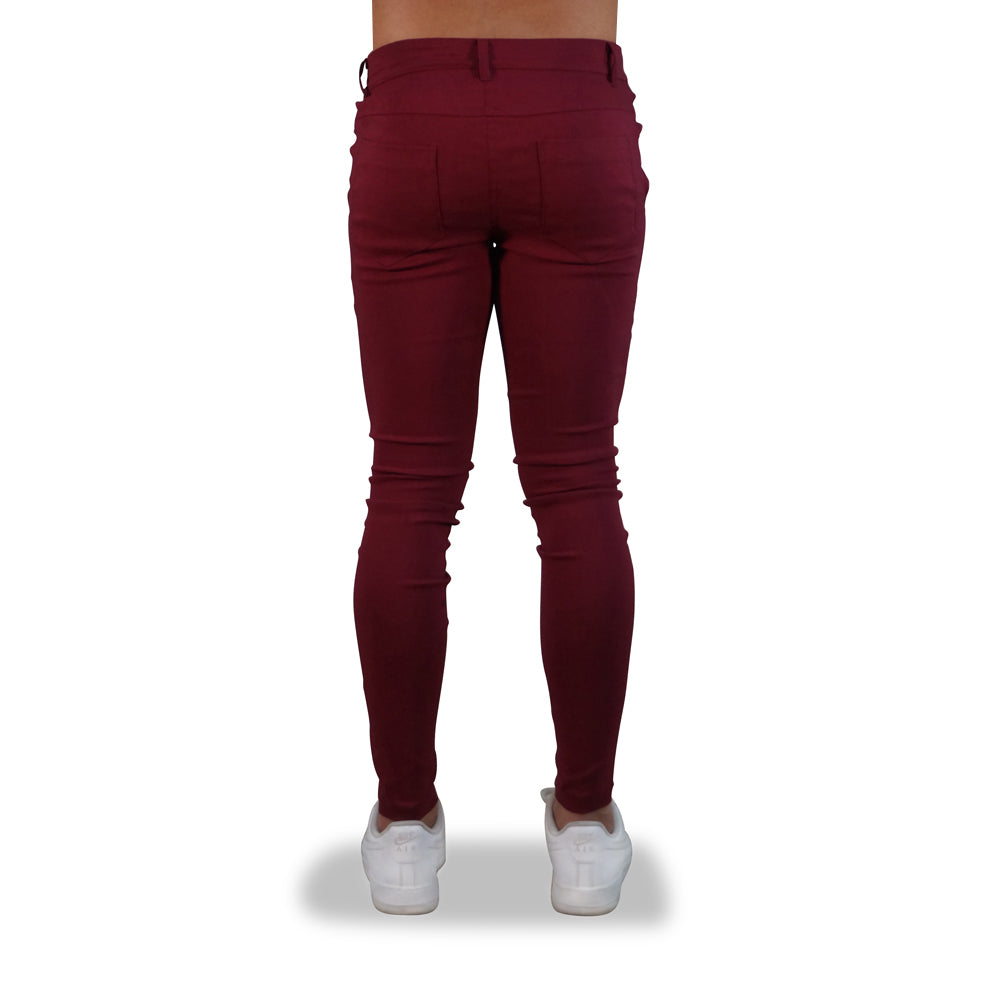 Trouser Gabardina Stretch Vino Super Skinny Slim