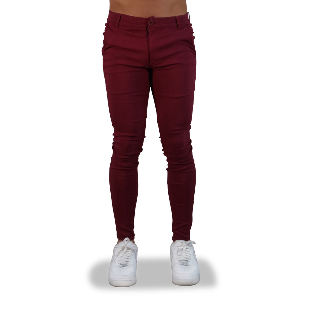 Trouser Gabardina Stretch Vino Super Skinny Slim