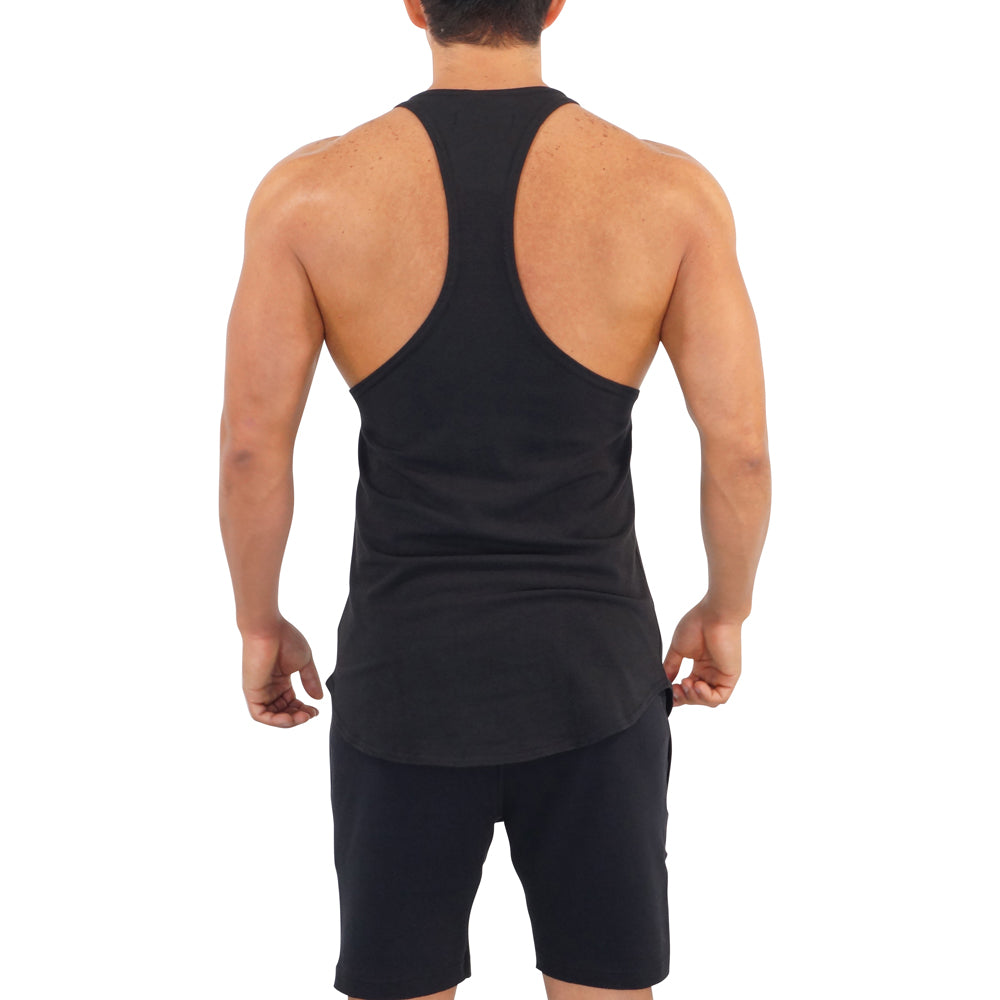 Gym Stringer Tank Black Golden Anchor