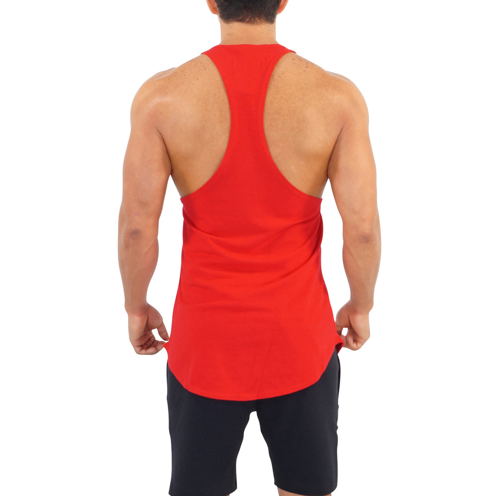 Gym Stringer Tank Red Box Logo Black