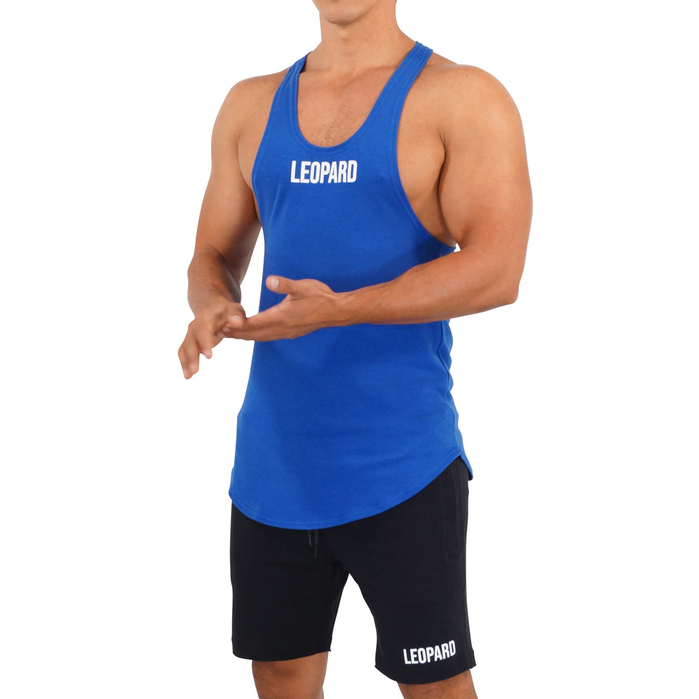 Gym Stringer Tank Rey Logo White