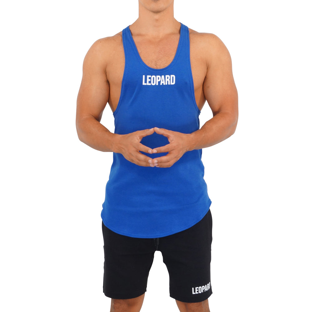 Gym Stringer Tank Rey Logo White