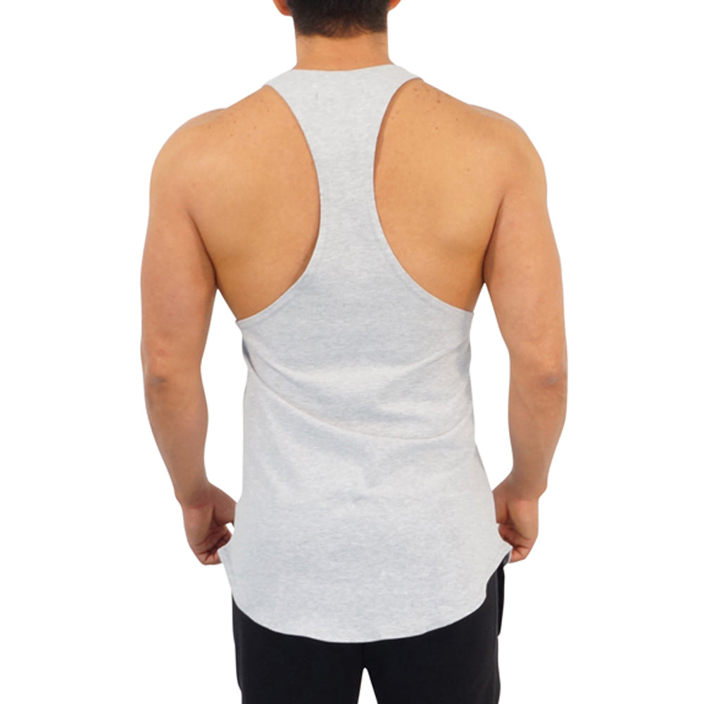 Gym Stringer Tank Gris Jaspe Ancla Marino
