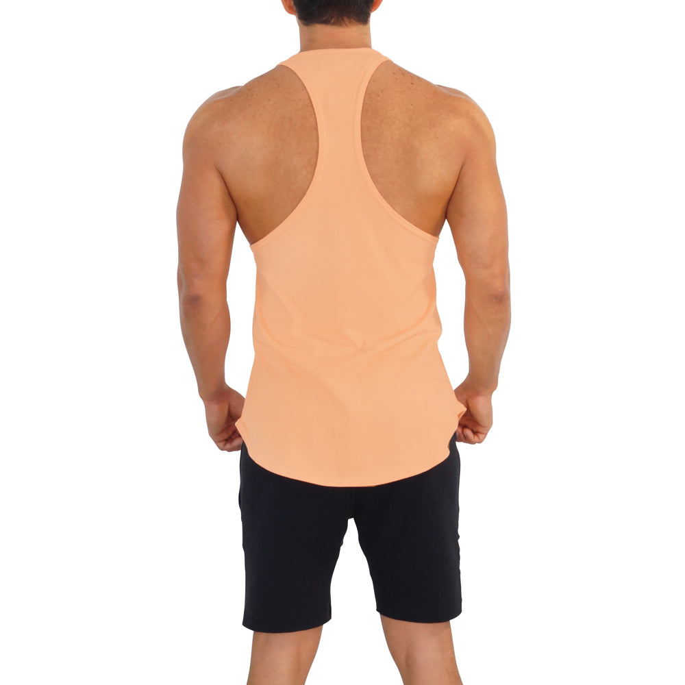 Gym Stringer Tank Melon Logo White