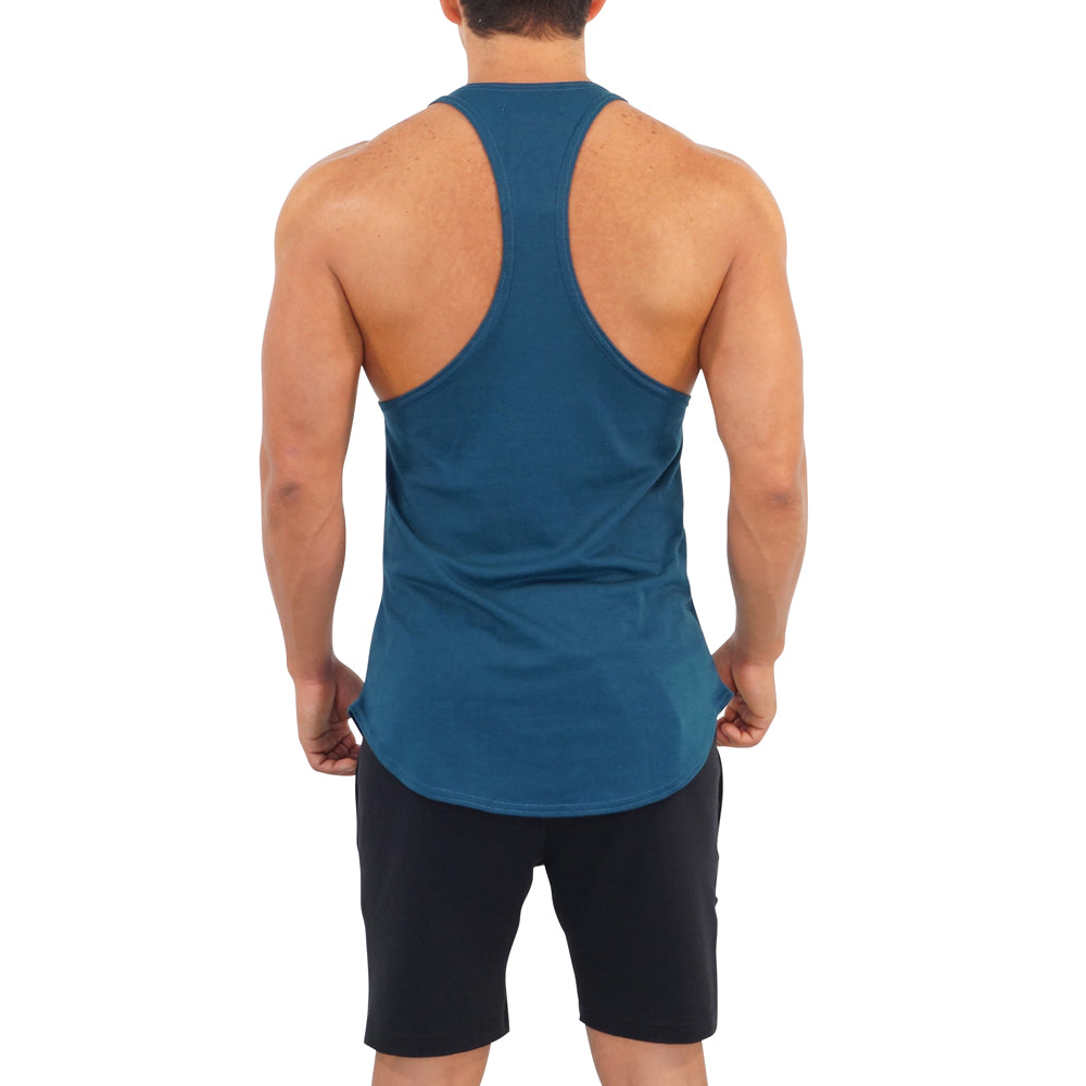 Gym Stringer Tank Verde Petroleo Ancla Blanca