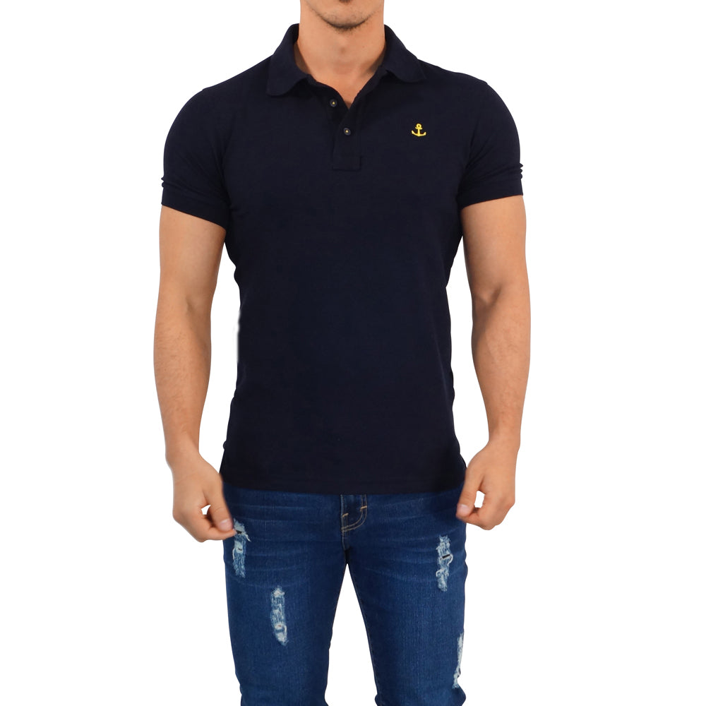 Navy Polo Navy Sleeves Yellow Logo
