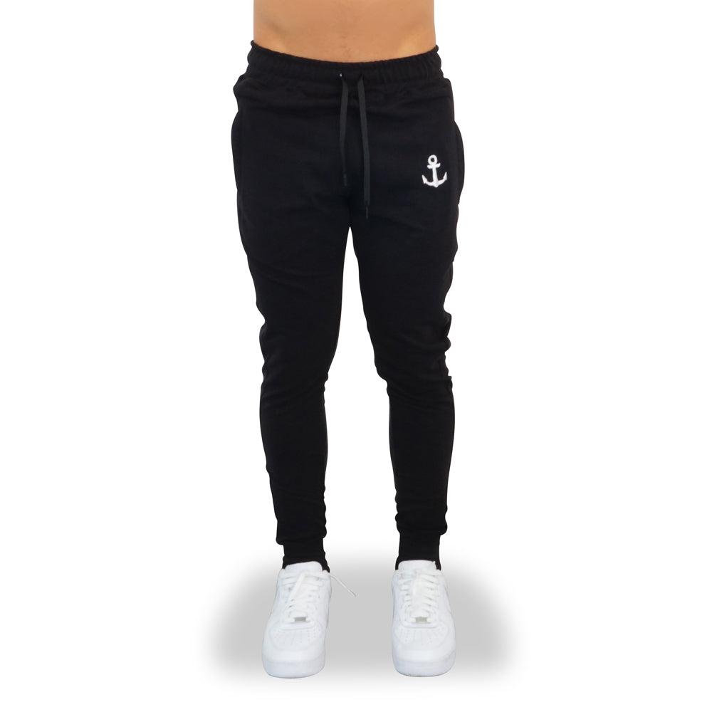 Black Anchor Jogger Pants