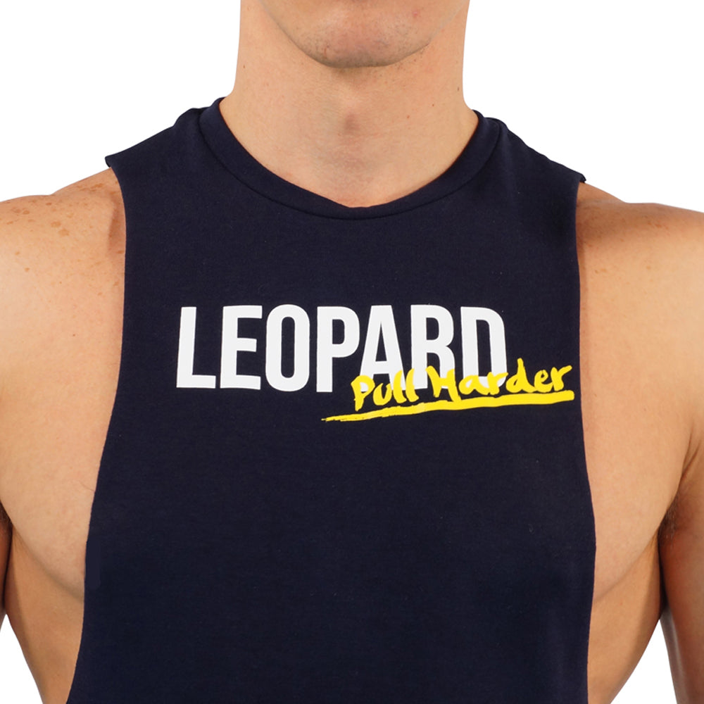 Gym Sleeveless Tee Navy Logo Pull Harder