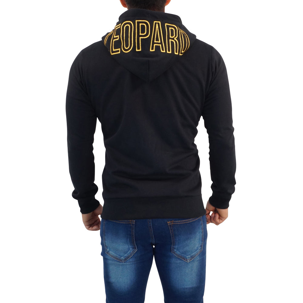 Zipped Hoodie Negra Patch Big Logo Dorado