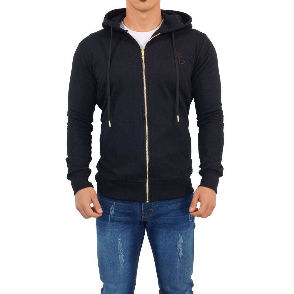 Zipped Hoodie Negra Patch Big Logo Negro