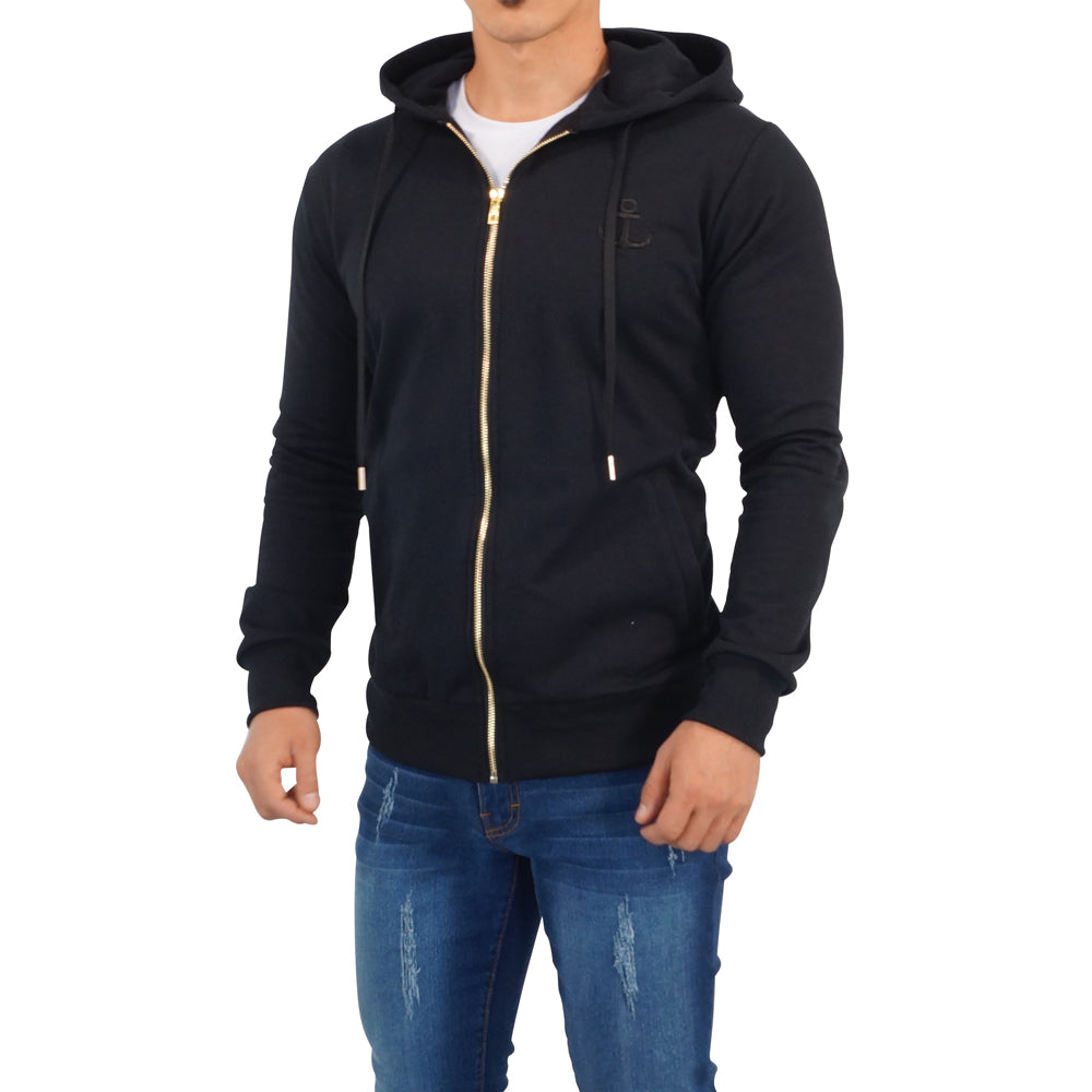 Zipped Hoodie Negra Patch Big Logo Negro