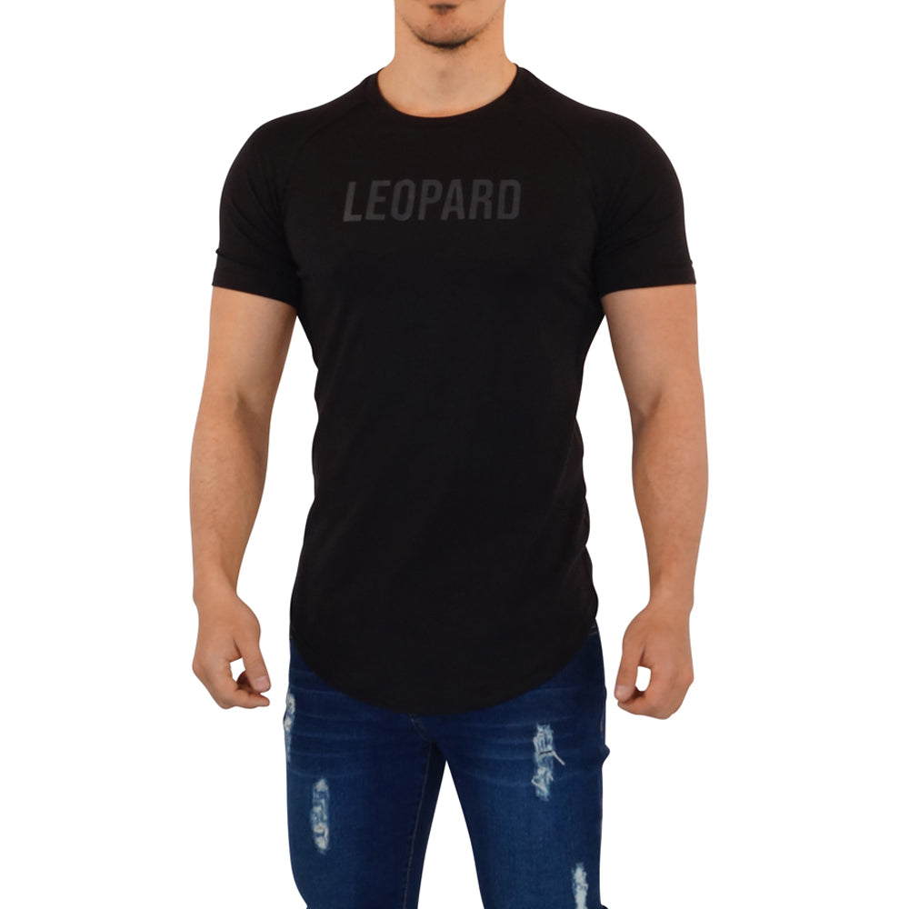 Matte Leopard Short Sleeve Black Raglan T-shirt