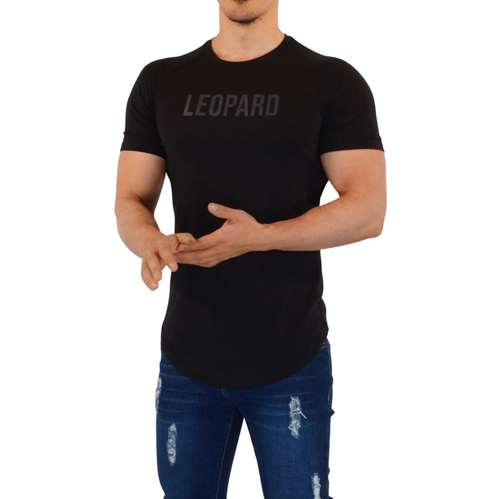Matte Leopard Short Sleeve Black Raglan T-shirt