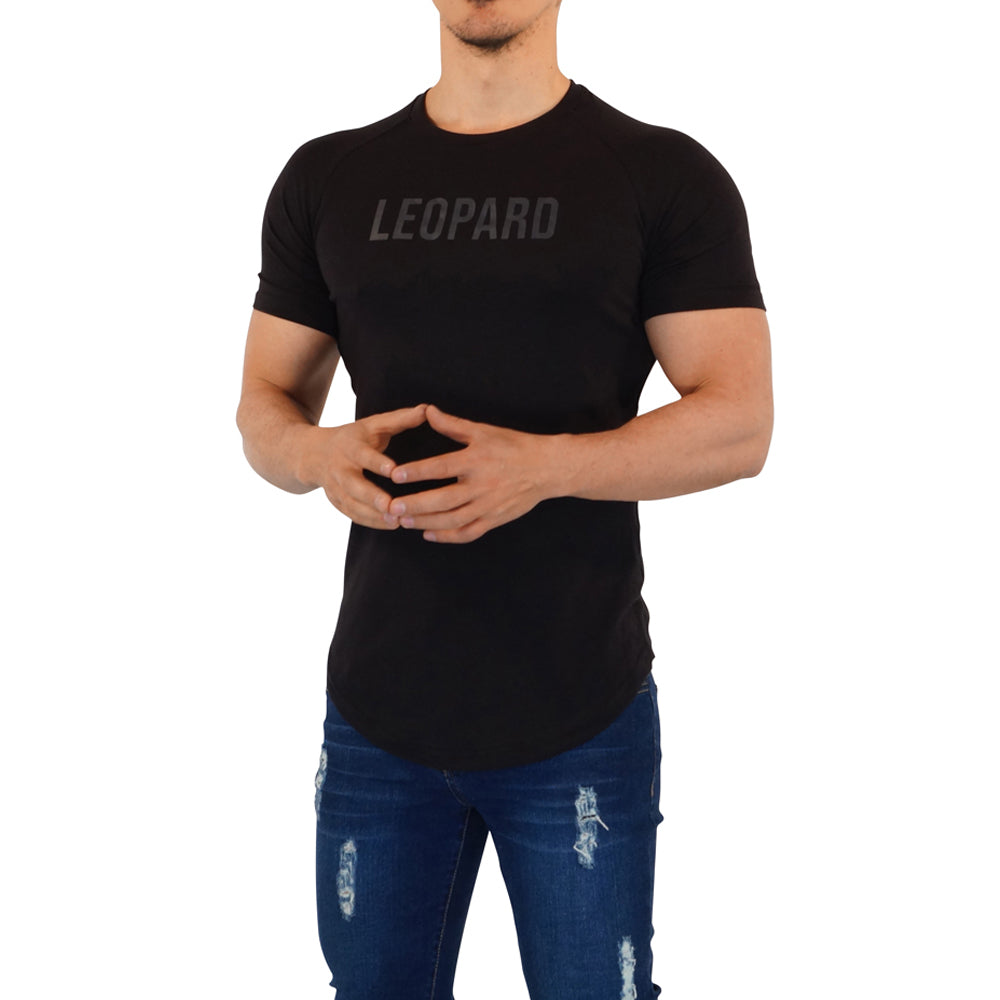 Matte Leopard Short Sleeve Black Raglan T-shirt