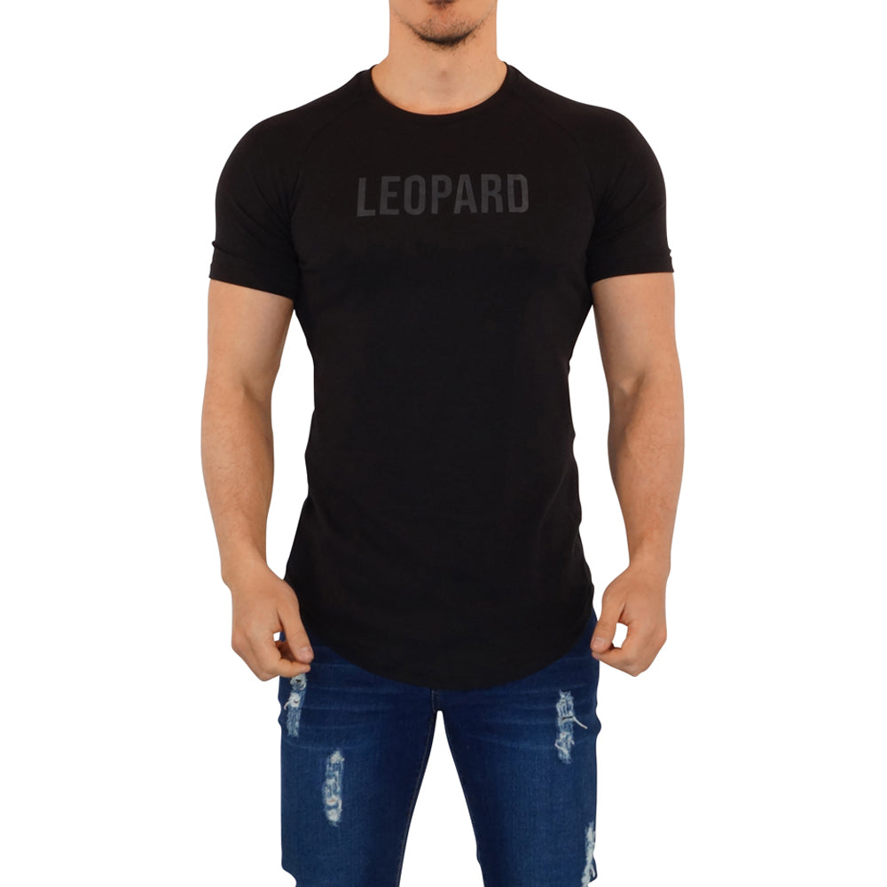 Matte Leopard Short Sleeve Black Raglan T-shirt