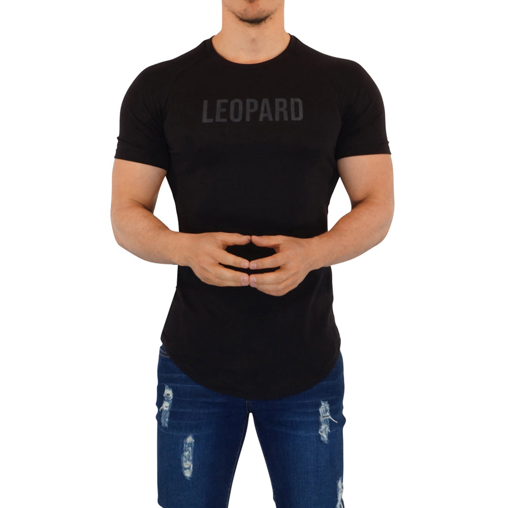 Matte Leopard Short Sleeve Black Raglan T-shirt