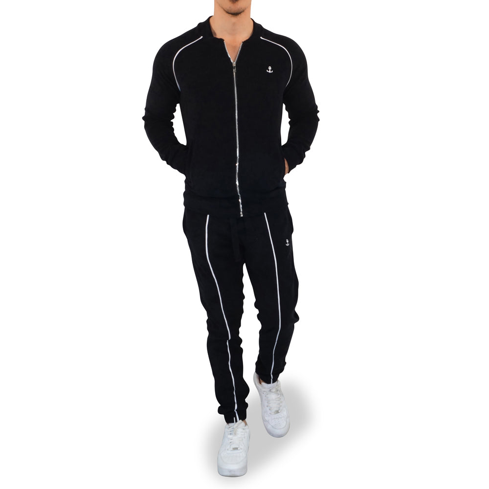 Towel Tracksuit Black White Logo