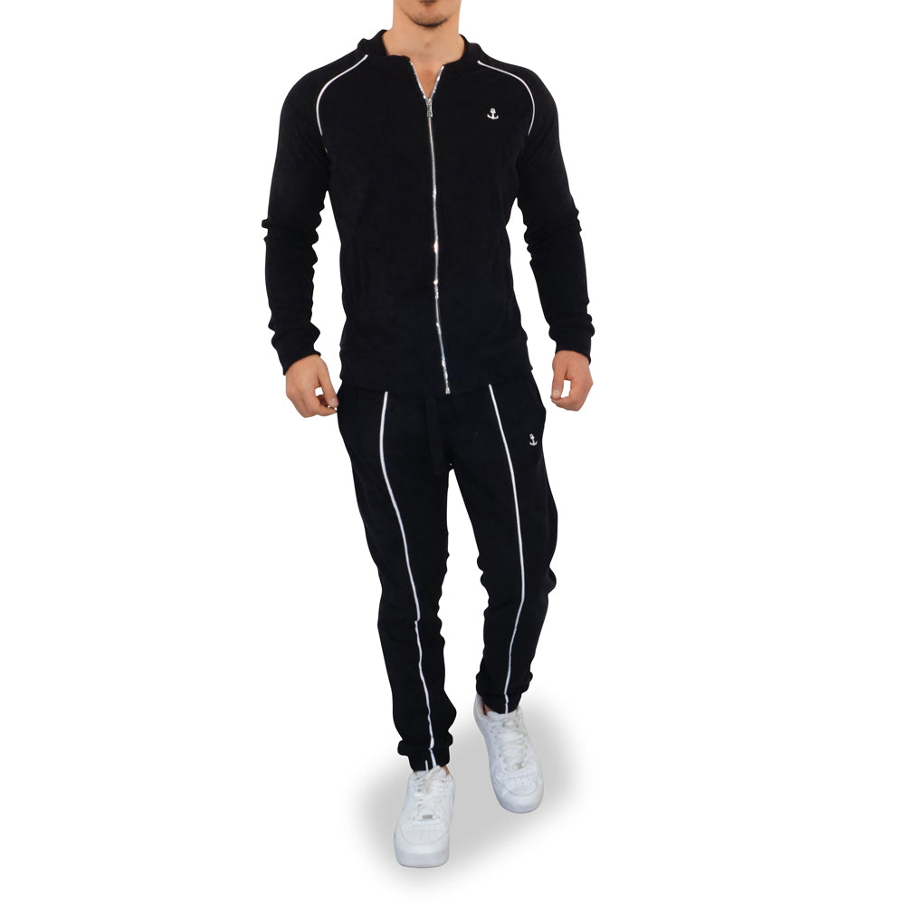 Towel Tracksuit Black White Logo