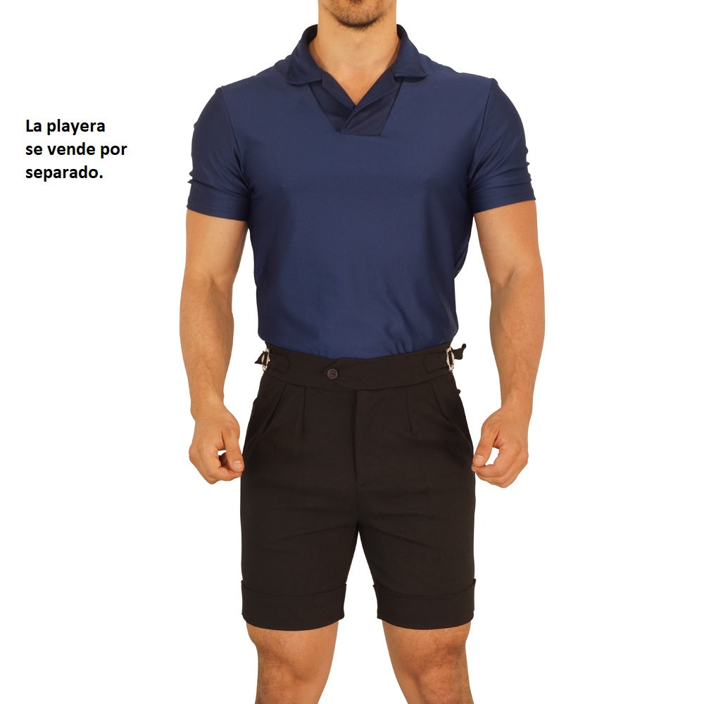 Short Pleated & Buckles Black
