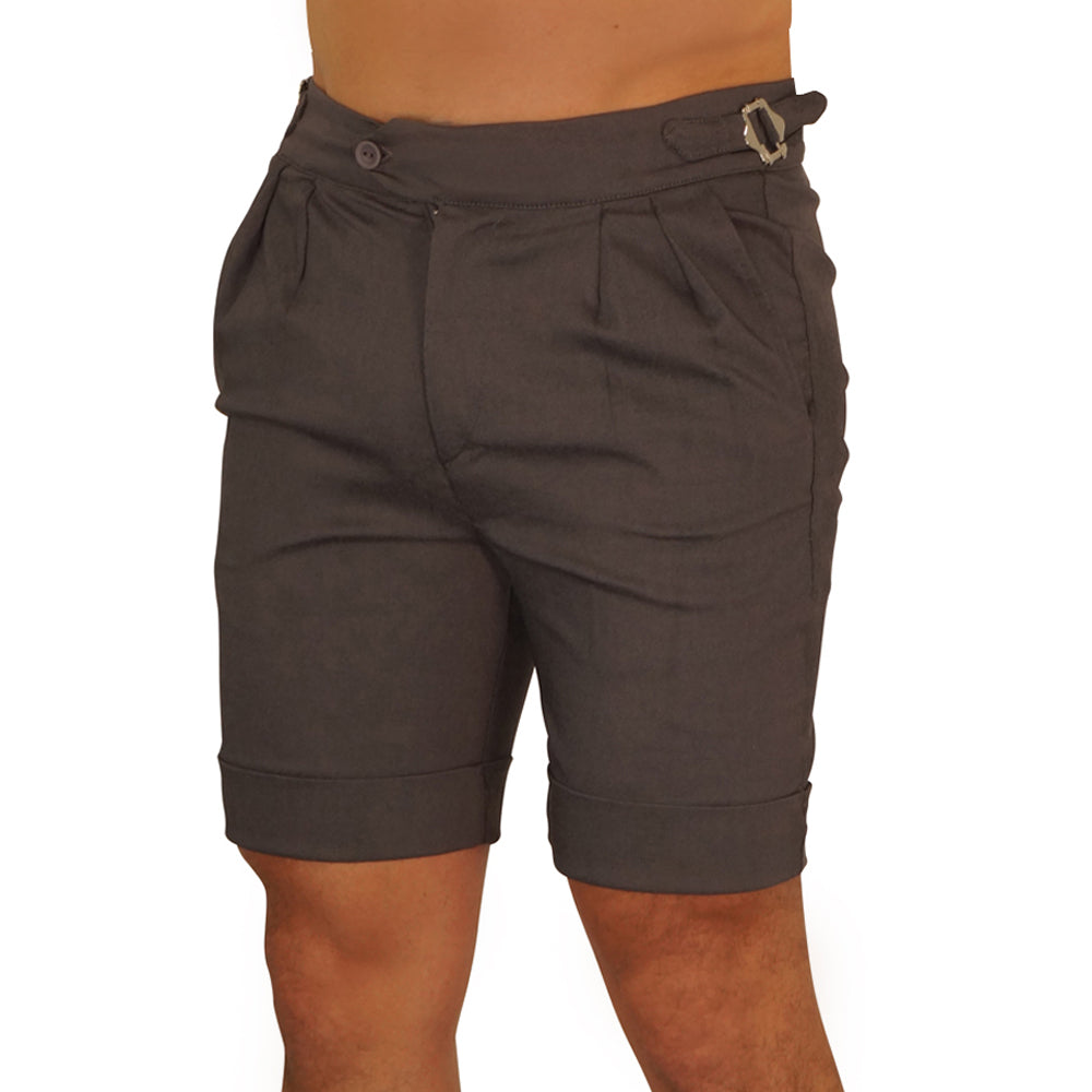 Short Pleated & Buckles Light Gray