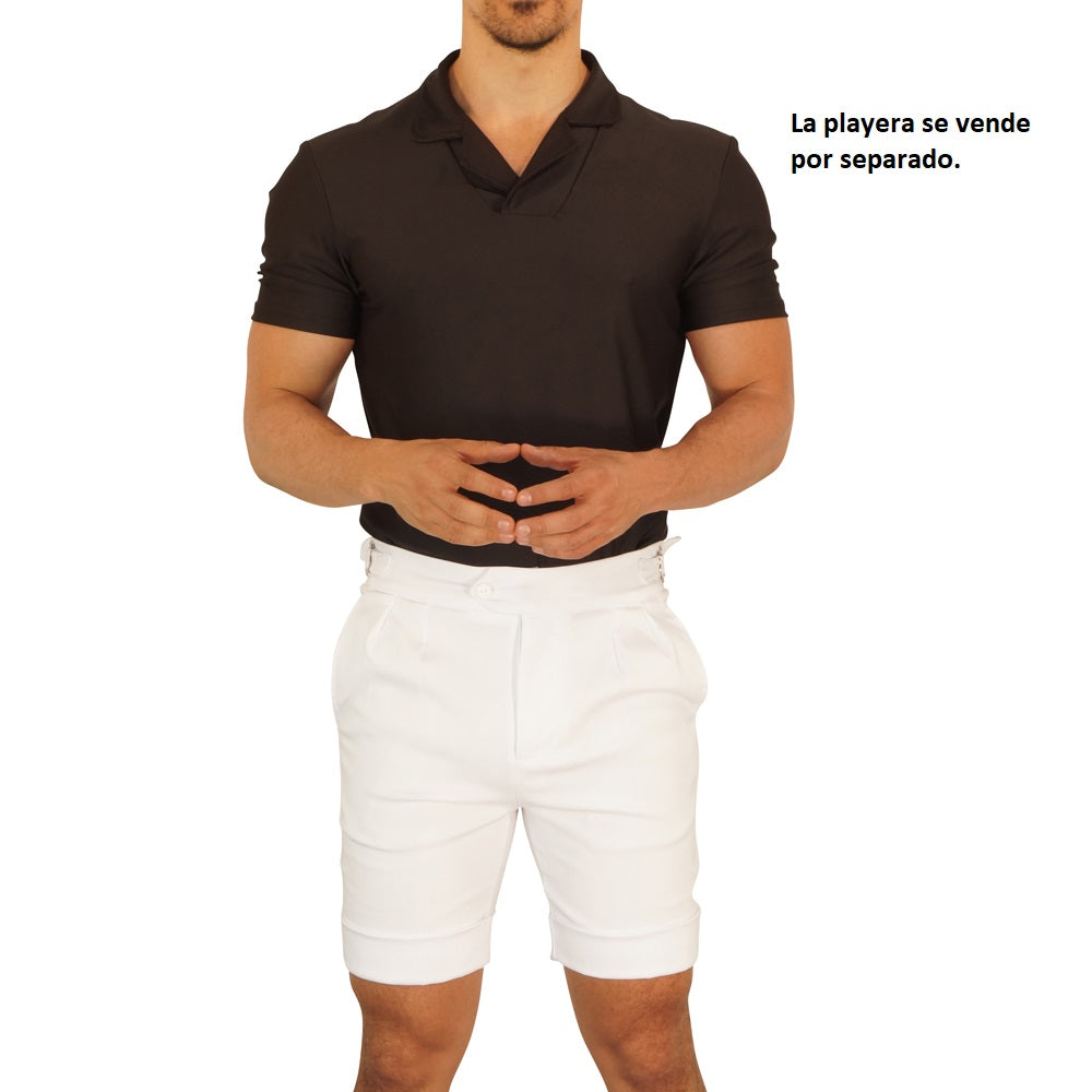 Short Pleated & Buckles Blanco