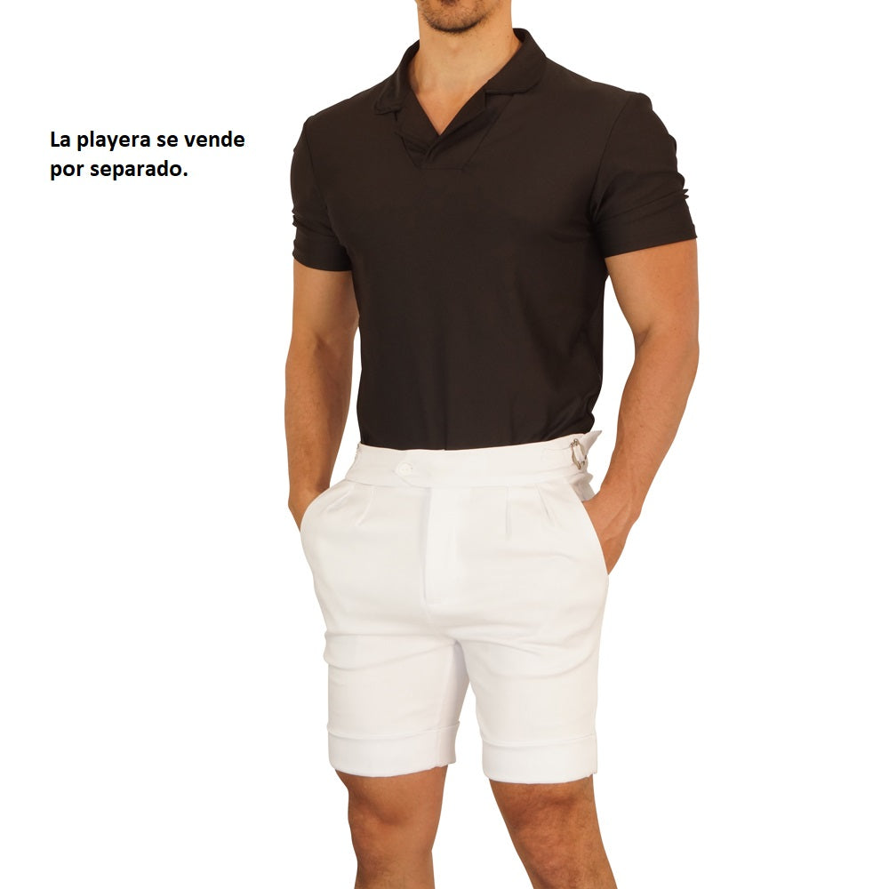 Short Pleated & Buckles Blanco